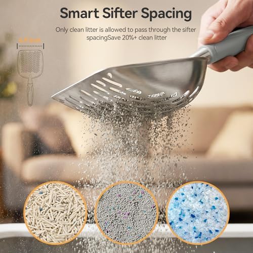 Cat Litter Scoop, Large Long Handle Kitty Metal Scooper - Image 5