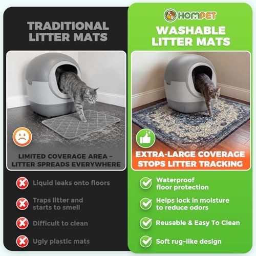 Hompet Cat Litter Mat 2 Pack, 72x72 Large Machine Washable Trapping Mats - Image 3