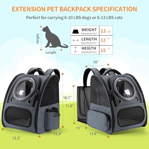 Bubble Cat Backpack Carrier, Expandable Cat Carrier Backpack, Breathable Pet - Image 2