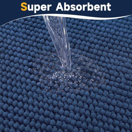 Ophanie Navy Blue Bathroom Rugs Sets 3 Piece, Soft Chenille Bath Mat, Non Slip - Image 5