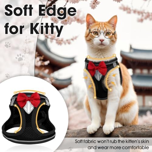 Cat Vest Harness and Leash Set, Escape Proof Kitten Harness Black S - Image 3
