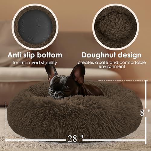 28in Large Dog Bed, Calming Donut Bed - Image 3