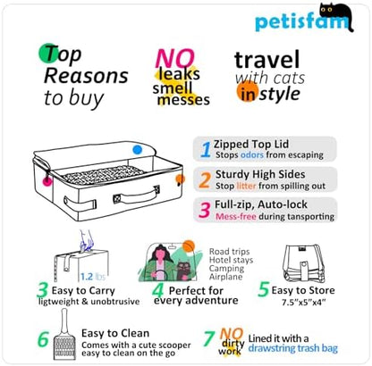 Portable Travel Cat Litter Box for Medium Cats and Kitty - Image 6