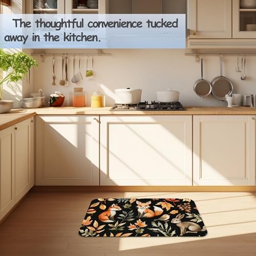 Retro Fox Bathroom Rug 29.5"x17", Leaves Quick-Drying Super Absorbent Diatomite - Image 6
