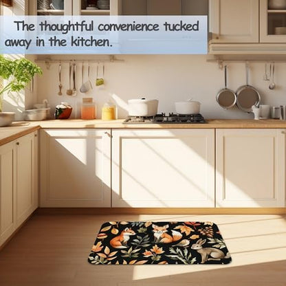 Retro Fox Bathroom Rug 29.5"x17", Leaves Quick-Drying Super Absorbent Diatomite - Image 6