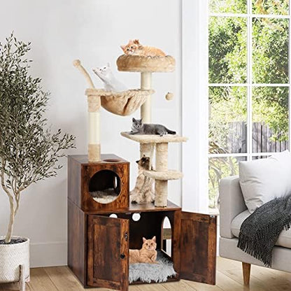 Timberer Cat Tree with Litter Box Enclosure, 2-in-1 Cat Tower - Image 5