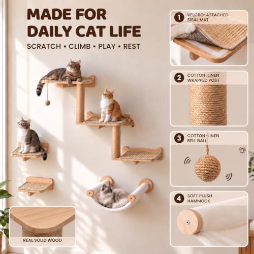 Cat Wall Shelves for Large Cats Wall Mounted Climbing Set - Image 3