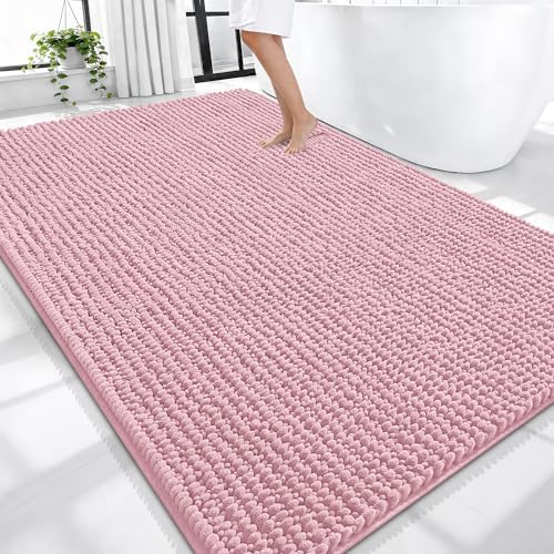 OLANLY Thick Chenille Large Bathroom Rugs Mats 70x46, Dusty Rose by OLANLY