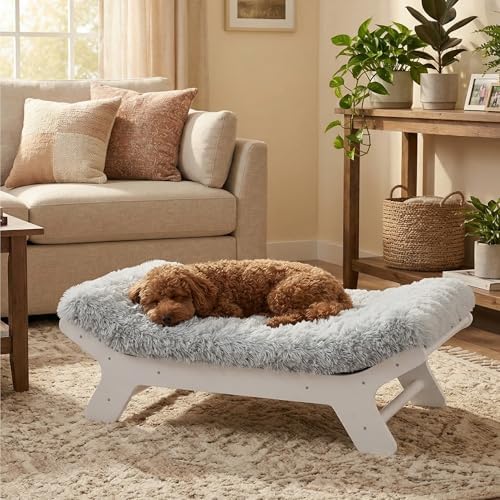 Muihood Elevated Wood Dog Bed Frame Mat Set by MUIHOOD