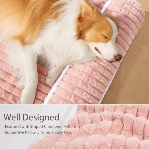 Orthopedic Large Dog Bed Pillow Pet Sofa Bed 42''X28'' Pink - Image 5