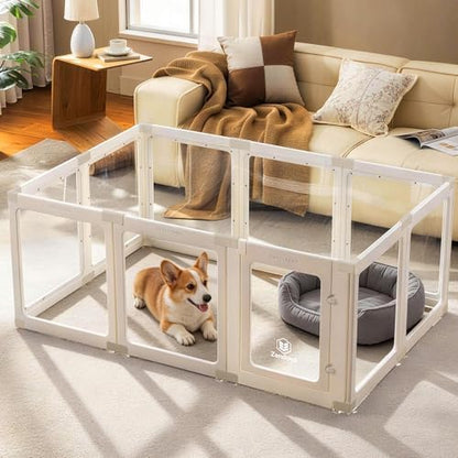 Acrylic Dog Playpen Indoor for Small Dogs & Puppies by Zendova