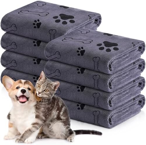 Chumia 8 Pcs Dog Towel for Drying, 18 x 28 Inch, Dog Paw and Bone by Chumia