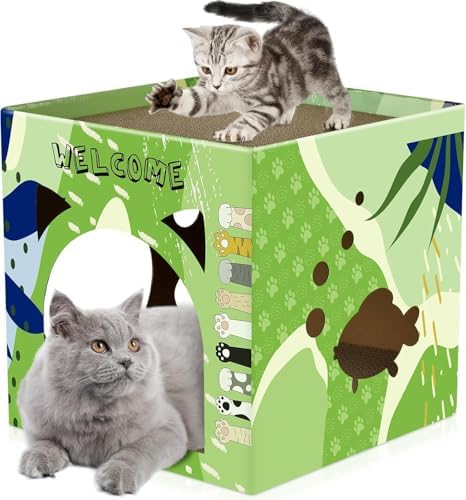 Bissap Cat Cardboard House, Large Thickened Play House by Bissap