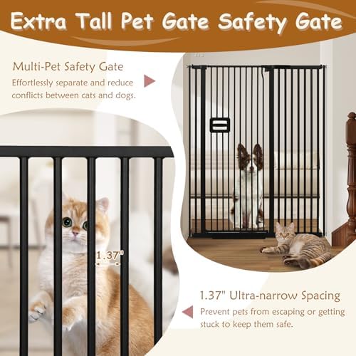 55'' Extra Tall Cat Gate, 42.9"-46.9" Wide Auto Close Tall Pet Gate - Image 3