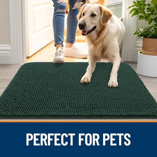 OLANLY Dog Door Mat for Muddy Paws 34x21, Super Absorbent Chenille Mud Mat - Image 6