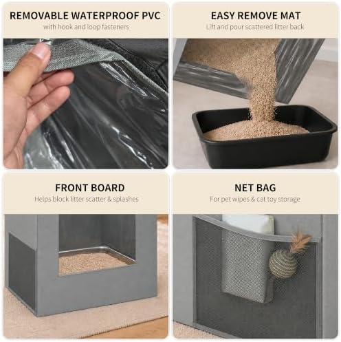 Aokeyee Extra Large Cat Litter Box Enclosure, Keep Dogs Out, Open Top High Side - Image 5