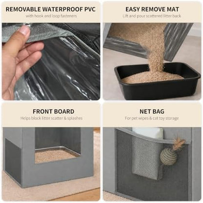 Aokeyee Extra Large Cat Litter Box Enclosure, Keep Dogs Out, Open Top High Side - Image 5