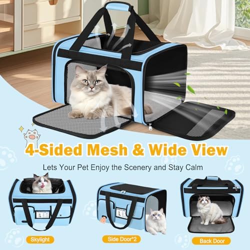 HUANLANG Large Cat Carrier Travel Soft Sided Pet Carrier Airline Approved - Image 5