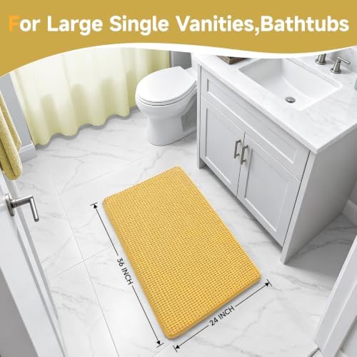 Ophanie Yellow Bathroom Rugs 36x24, Soft Chenille Bath Mat, Non Slip Absorbent - Image 2