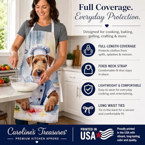 Caroline's Treasures Airedale Terrier The Chef Apron Cooking Kitchen Server - Image 4