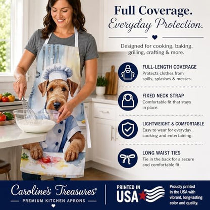 Caroline's Treasures Airedale Terrier The Chef Apron Cooking Kitchen Server - Image 4