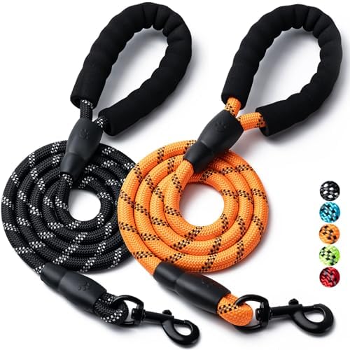 2 Pack Dog Leash, Heavy Duty Nylon Rope Pet Leashes by BOOMIBOO