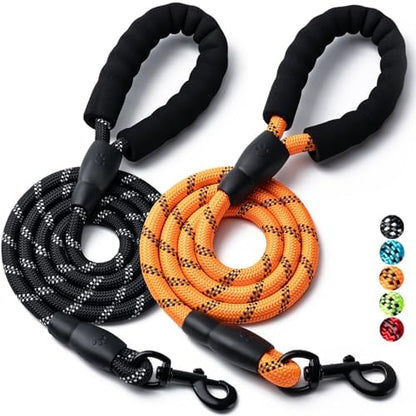 2 Pack Dog Leash, Heavy Duty Nylon Rope Pet Leashes by BOOMIBOO