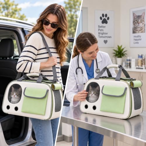 Soft-Sided Cat Carrier, 17.7“×10.2”×11“ Foldable Portable Pet Travel Bag - Image 7