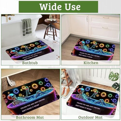 Punk Skull Bathroom Rugs Thin Bath Mat Non Slip Washable, Rubber Backing Quick - Image 7