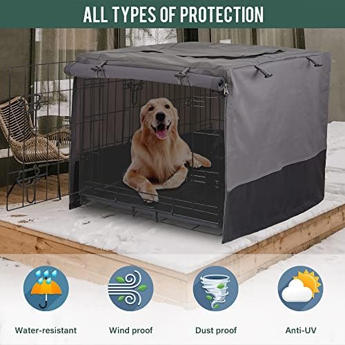 Rachmi 48" 600D Canvas Privacy Dog Crate Cover, Water Resistant Windproof - Image 4