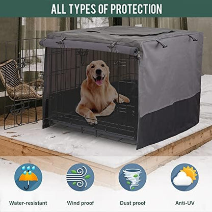 Rachmi 48" 600D Canvas Privacy Dog Crate Cover, Water Resistant Windproof - Image 4