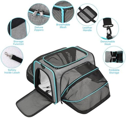 Pet Carrier, Large Soft Sided Expandable Travel Carrier - Image 6
