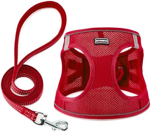 Dog Harness with Leash Set, Step-in Adjustable Puppy Pet Vest by BOOMIBOO