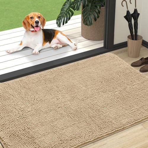 OLANLY Dog Door Mat for Muddy Paws 47x32, Super Absorbent Chenille Mud Mat by OLANLY