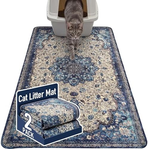 Hompet Cat Litter Mat 2 Pack, 35x60 Large Machine Washable Trapping Mats by Hompet