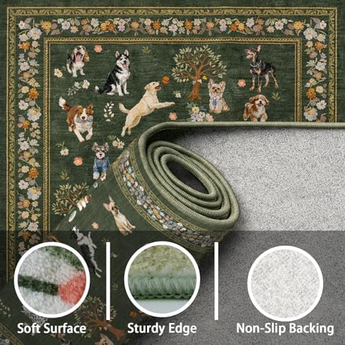 Dark Green Area Rug 5x7 for Living Room Bedroom - Image 6