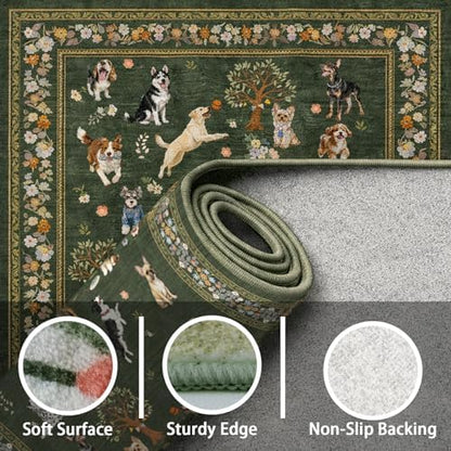 Dark Green Area Rug 5x7 for Living Room Bedroom - Image 6