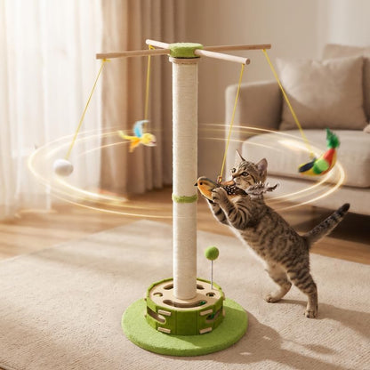 Tall Cat Scratching Post with Cat Puzzle Toys, Interactive Cat Toys - Image 4