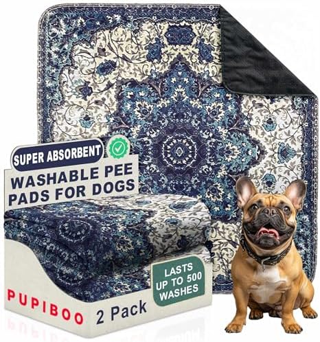 PUPIBOO Washable Pee Pads for Dogs & Cats 54x 54 Super Absorbent Reusable Puppy by PUPIBOO