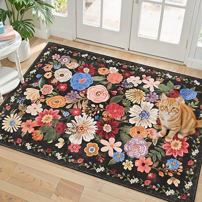 Black Washable 2x3 Entry Rug, Small Rugs by WelcometoBabovid