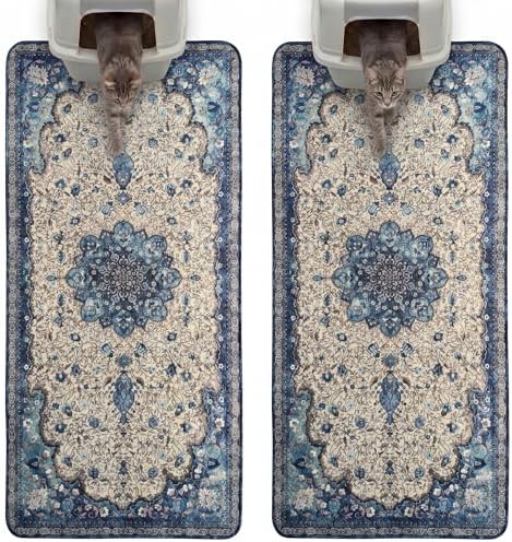 Hompet Cat Litter Mat 2 Pack, 28.5x60 Large Machine Washable Trapping Mats by Hompet