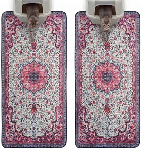 Hompet Cat Litter Mat 2 Pack, 24.8x54 Large Machine Washable Trapping Mats by Hompet