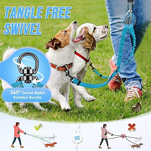 AUTOWT Double Dog Leash, No Tangle 360°Swivel Rotation Reflective Lead - Image 6