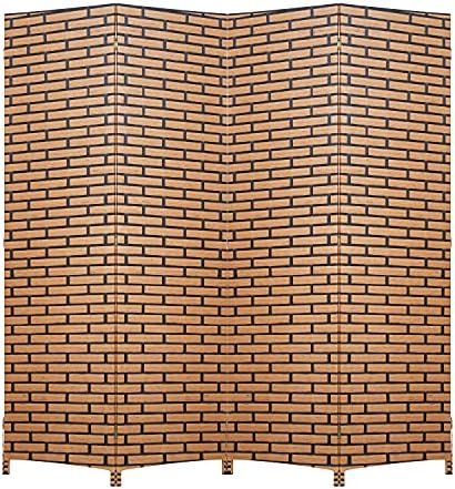 FDW 4-Panel Folding Room Divider | 6ft, Brick | Light & Portable by FDW