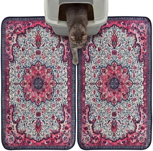 Hompet Cat Litter Mat 2 Pack, 19x30 Machine Washable Trapping Mats by Hompet