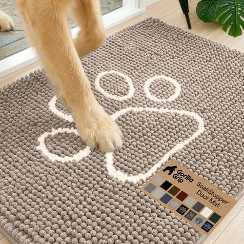 GORILLA GRIP SoakSTOPPER Dog Door Mat, Machine Wash Dry, 30x20 Beige Ivory by GorillaGrip
