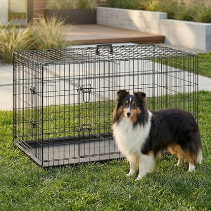 FDW | 45" Foldable Metal Dog Crate | Black | Cage - Image 2