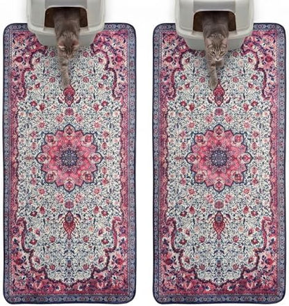Hompet Cat Litter Mat 2 Pack, 24.8x54 Large Machine Washable Trapping Mats by Hompet