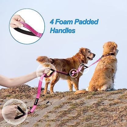 PetBonus Double Dog Leash, No Tangle Dual Leash, Reflective Walking Training - Image 3