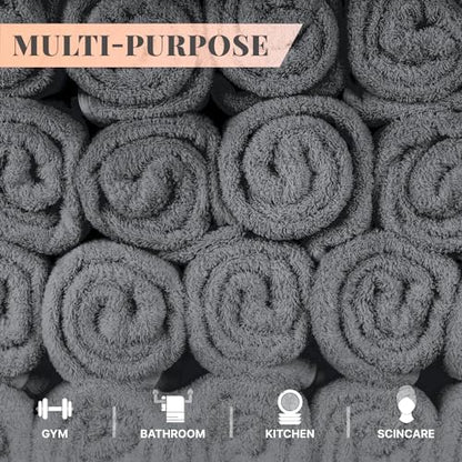 White Classic Wealuxe Dark Gray Washcloths 24 Pack - Image 3
